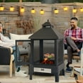 thumbnail image 5 of Maritcute Outdoor Chiminea Fire Pit with Grill - Adjustable Rotating Tray, Metal Wood Burning, Mesh Cover, 5 of 9
