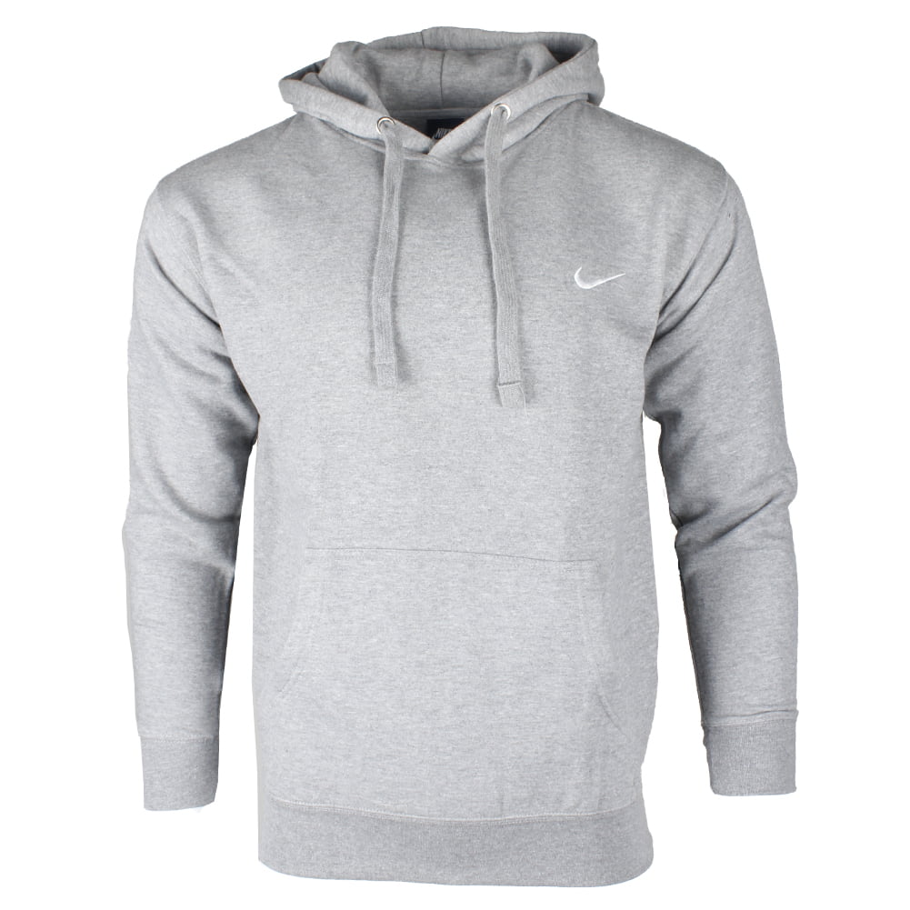 Nike Men's Long Sleeve Embroidered Swoosh Fleece Pullover Hoodie Grey S ...