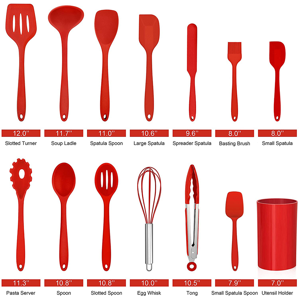 Walchoice 14-Piece Silicone Cooking Utensil Set In Red photo 7