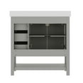 thumbnail image 6 of Flash Furniture 36" Bathroom Vanity with Sink, Cabinet with Black Hardware, Soft Close Doors, Open Shelf & 3 Drawers, Carrara Marble Finish Counter, Gray/White, 6 of 12