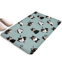 Black Corgi Flannel Non Slip Door Rugs,Washable Door Mats Indoor,Decorative Door Mats,Dirt-Resistant and Absorbent Doormat for Entrance,Bedroom,Kitchen,Bathroom,31.5x17in(80x43cm)