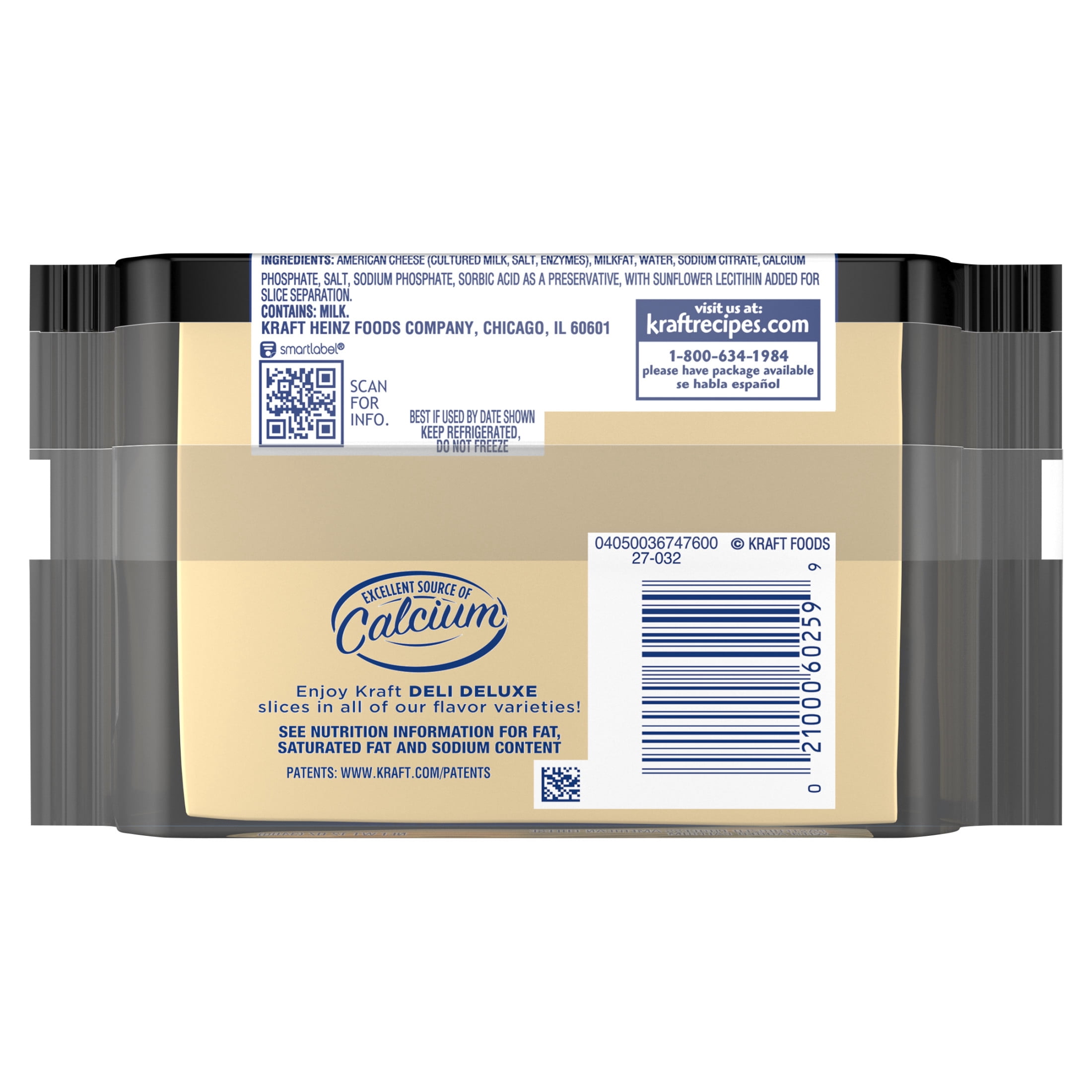 Kraft Deli Deluxe White American Cheese Slices, 12 oz Pack, 16 Slices