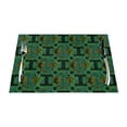 thumbnail image 1 of YFYANG Washable Heat-Resistant Placemats, 70% PVC/30% Polyester, Green Retro Geometric Art Kitchen Table Mat, 12" x 18" 4 Piece, 1 of 6