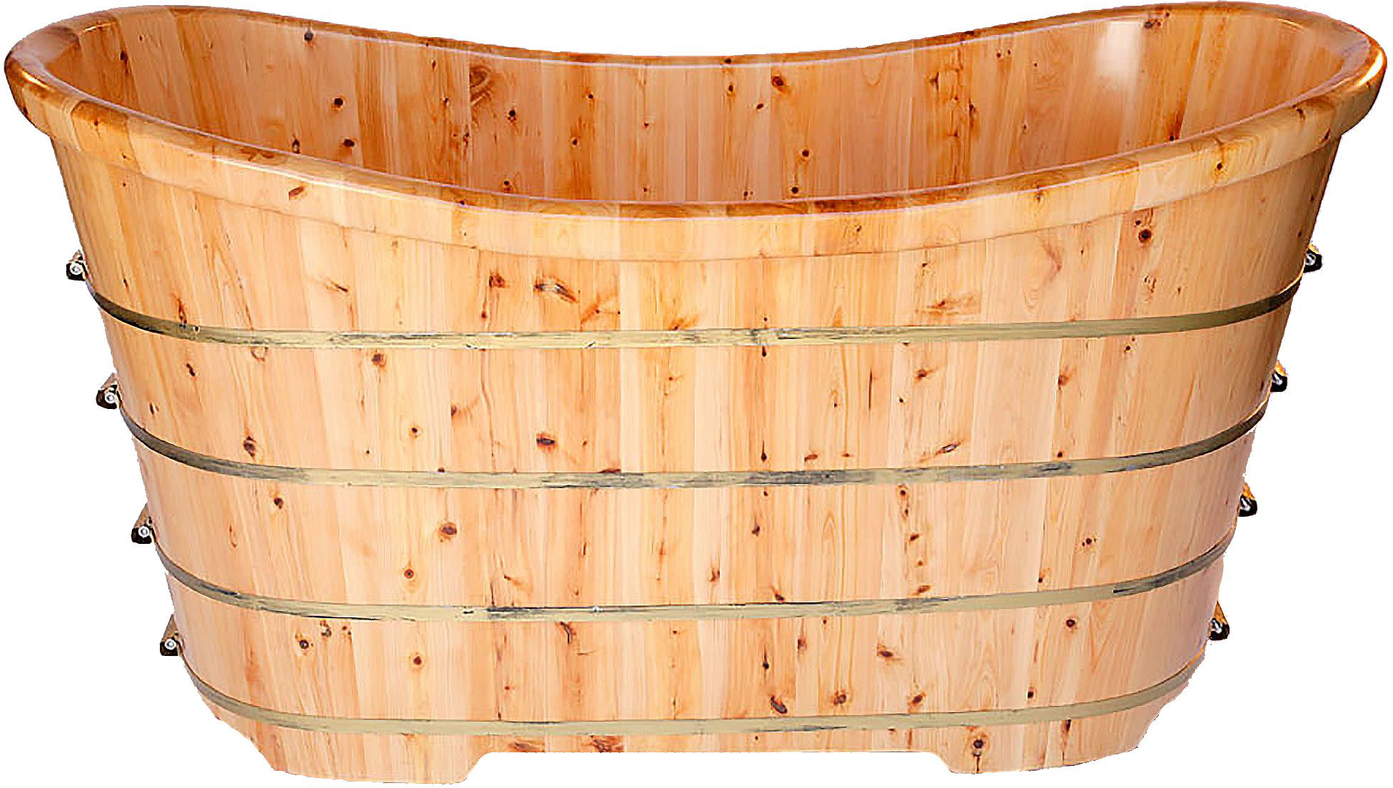 ALFI brand AB1105 63" Free Standing Cedar Wooden Bathtub