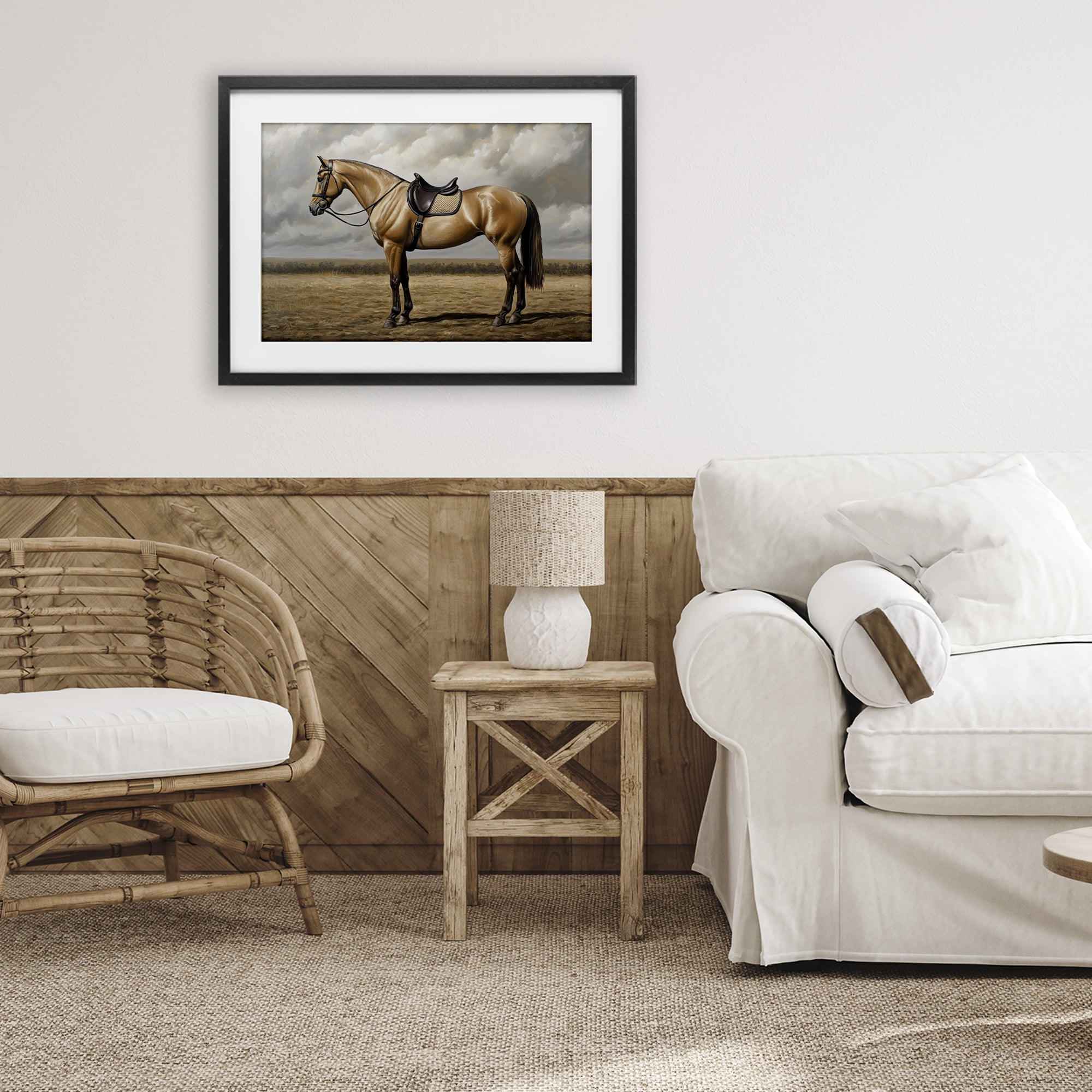 Stupell Industries Shiny Mare Saddled Up Black Framed Print Under Glass, design by Petal Prints Design