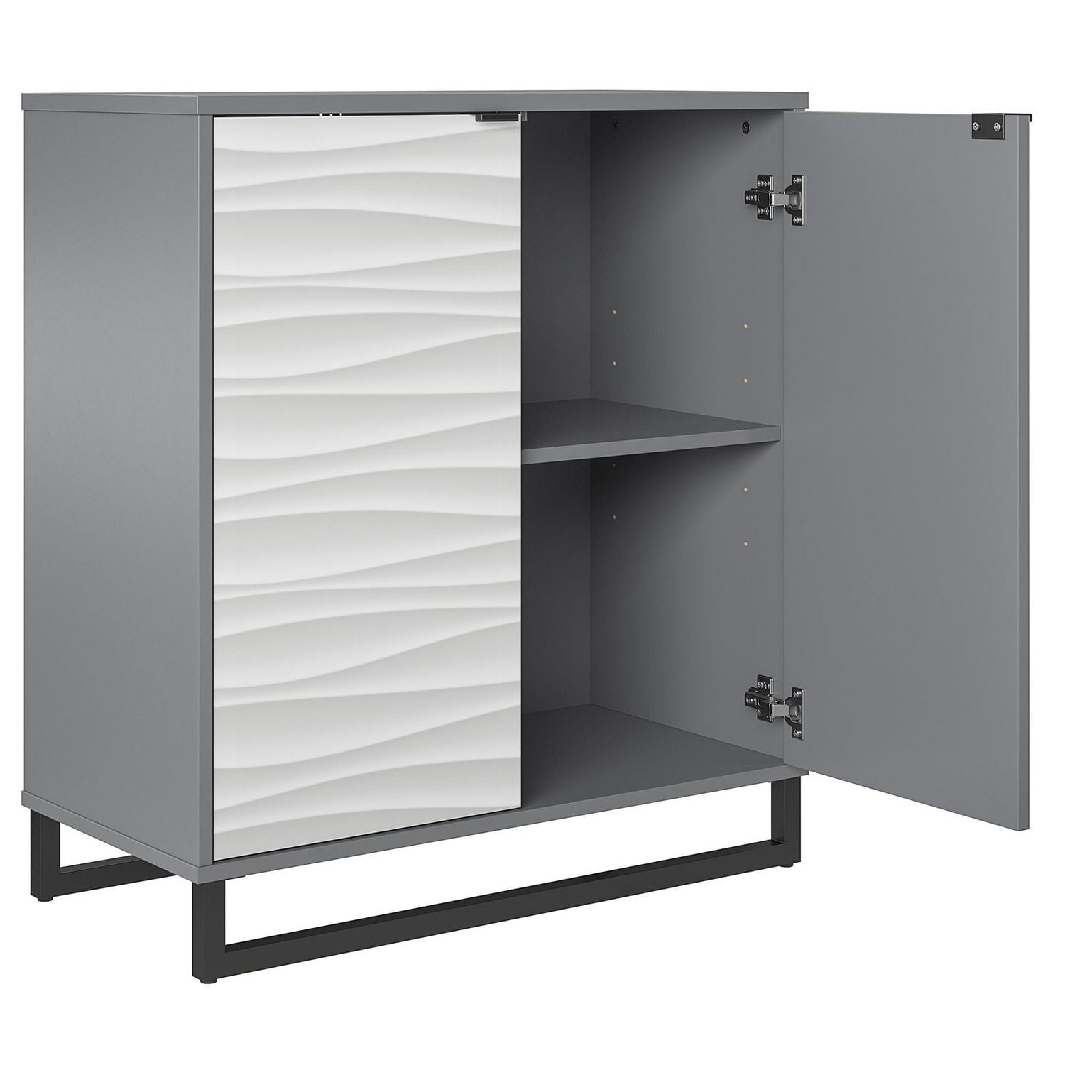 Ameriwood Home Monterey Two-Door Accent Cabinet, Faux Wave Pattern with Graphite