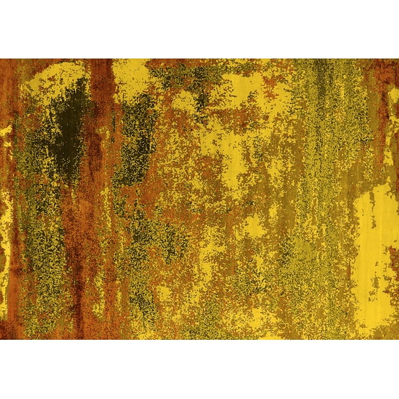 Ahgly Company Machine Washable Indoor Rectangle Oriental Yellow Industrial Area Rugs, 2' x 5'