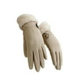 thumbnail image 1 of 1 Pair Women Winter Knitted Touch Screen Riding Gloves Warm Anti-slip Fleece Lining Elastic Button Cuffs Windproof Gloves, 1 of 10