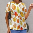 thumbnail image 6 of Autumn Harvest Maple Leaves Thanksgiving Women's T-Shirt Short Sleeve T Shirts Tops Tee Ladies Loose T, 6 of 6
