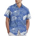 thumbnail image 2 of LTTVQM Men's Hawaiian Shirt Short Sleeve Tropical Casual Beach Button Down Pocket Shirts Floral Print Summer Vacation Stretch Lounge Tops Blue 2XL, 2 of 5
