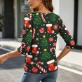 thumbnail image 5 of EANJE Women Christmas Graphic Open Front Cardigan, 3/4 Sleeve Loose Lightweight Shrug, Casual Printed Thin Knit Layering Top Green L, 5 of 6