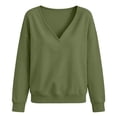 thumbnail image 6 of Horkkom V Neck Sweatshirt Women Pullover Solid Color Oversized Sweatshirts Casual Loose Sweat Shirts L, 6 of 6