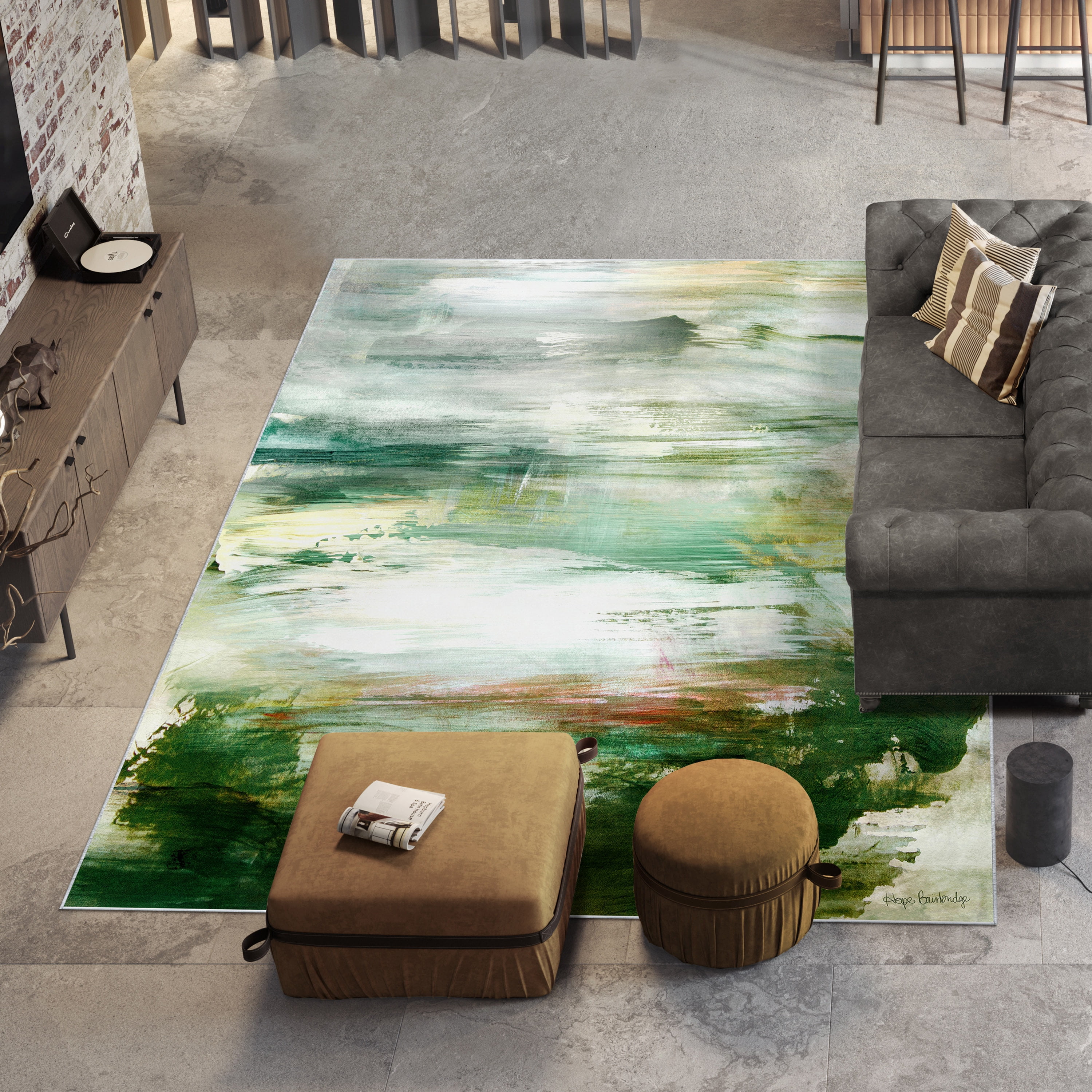 Garden Dreams Washable Abstract Art Area Rug size 8'x10', Power-loomed, Heavenly Softness with Non-Slipping Backing