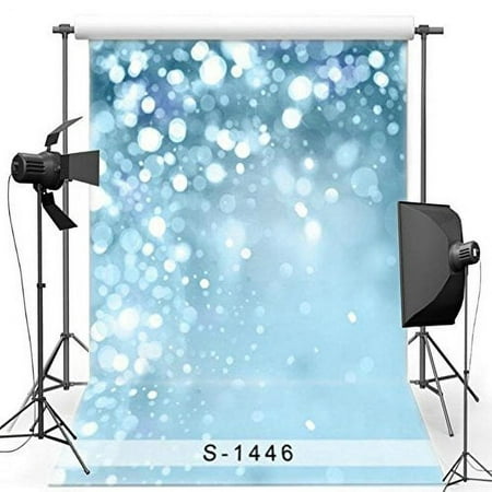 Image of MOHome 5x7ft Blue wall White Bokeh Polka Dot backdrop children kids Backgrounds