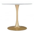 thumbnail image 3 of White on Gold Round Top Bistro Style Pedestal Dining Table, 3 of 9