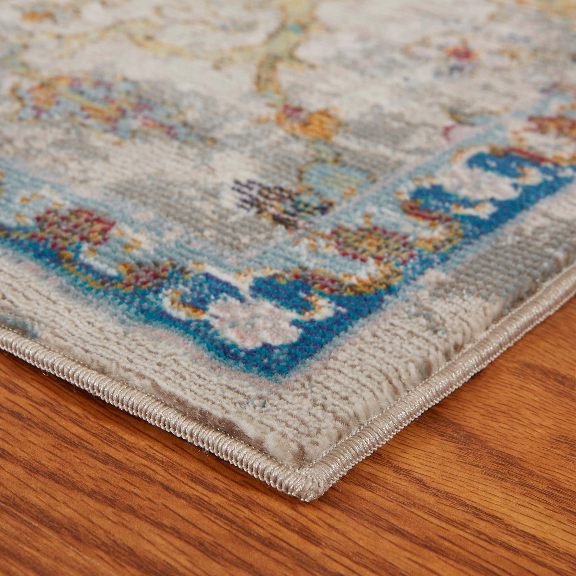 LR Home Ada 7'9" x 9'9" Green/Gray Distressed Floral Indoor Area Rug