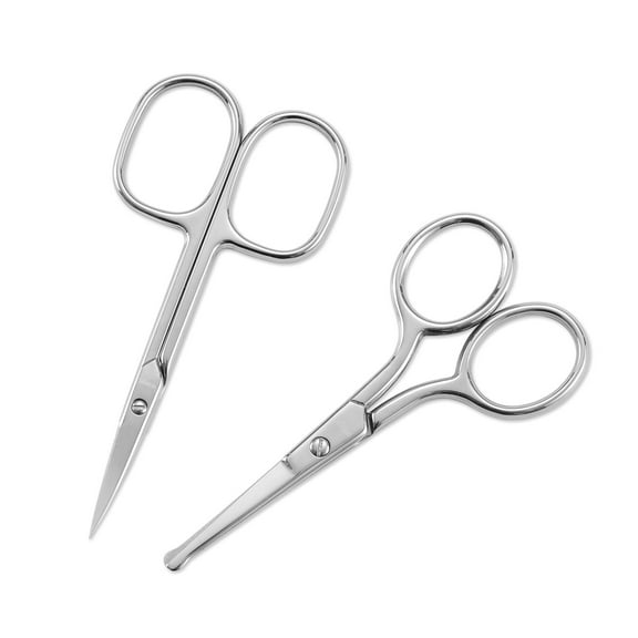 LIVINGO 2 Pack Nail Scissors and Nose Hair Scissors, Small Curved Rounded Sharp Beauty Grooming Set