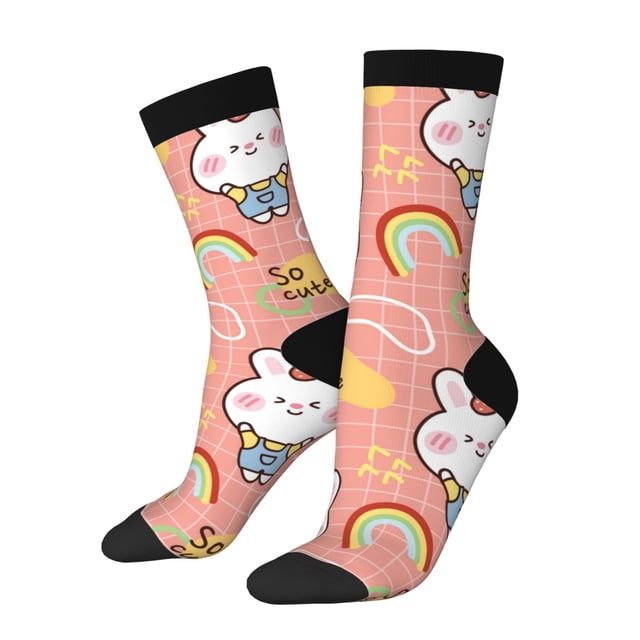 Balery Rabbit So Cute Calcetas Largas con Estampado para Hombre y Mujer – Suaves y Transpirables, Talla Única (US 5-11)