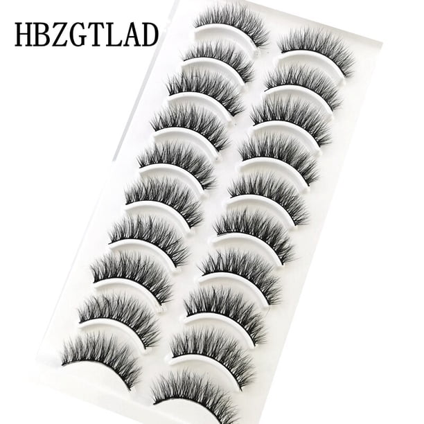 NUEVO 10 pares 100% pestañas de visón reales 3D pestañas postizas naturales pestañas de visón extensión de pestañas suaves Kit de maquillaje Cilios Tan Jianjun unisex