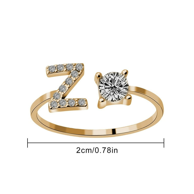 KDSJSXW Love Ring Women's 26 Letter Ring Diamond Rhinestone Set