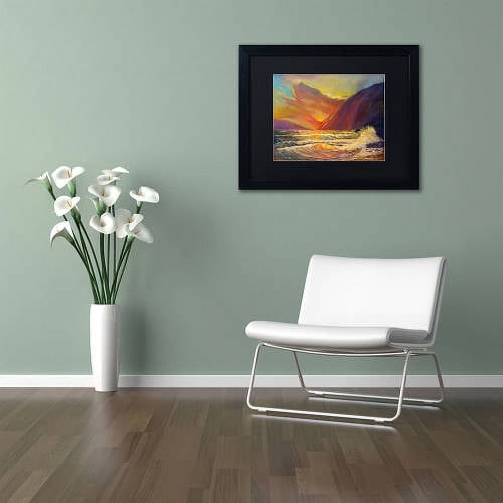 Trademark Fine Art "Hawaiian Coastal Sunset" Canvas Art by Manor Shadian, Black Matte, Black Frame