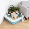 thumbnail image 5 of Blue Open Cat Litter Box With High Sides Anti Scatter Thickened Plastic Includes Scoop Easy Clean 13X10X2 Inch Multiple Colors, 5 of 7