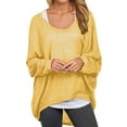 thumbnail image 4 of Dyfzdhu Women Batwing Sleeve Pullover Sweater Solid Loose Oversized Baggy Casual Knitted Top Yellow, 4 of 5