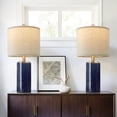 thumbnail image 2 of Oneach 20.25" Modern Blue Table Lamp Set of 2 for Living Room Bedroom Ceramic Bedside Nightstand Lamps, 2 of 9