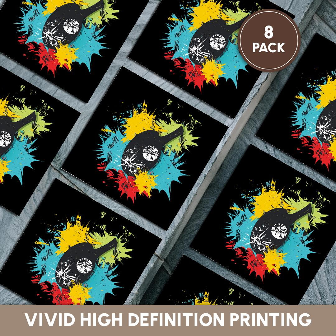 3drose, a Trendy Table Tennis Paddle in a Splash of Colors, Set of 8 Ceramic Tile Coasters