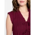 thumbnail image 5 of Time and Tru Women's Textured Tie Front Top, Sizes XS-XXXL, 5 of 6