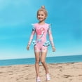 thumbnail image 2 of RUTAYY Girls Swimwear Long Sleeve Rash Guard Swimsuit With Flounce Hem For Beach Summer Swimming Sun 2-12 Years Pool Brazilian Beachwear, 8-9 Years, 2 of 9