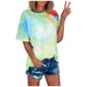 thumbnail image 2 of ICHUANYI Clearance Women's Fashion Casual Plus Size Loose Printing Round Neck T-Shirt Tops(Green, L) ICHUANYI WER2023080802880, 2 of 6