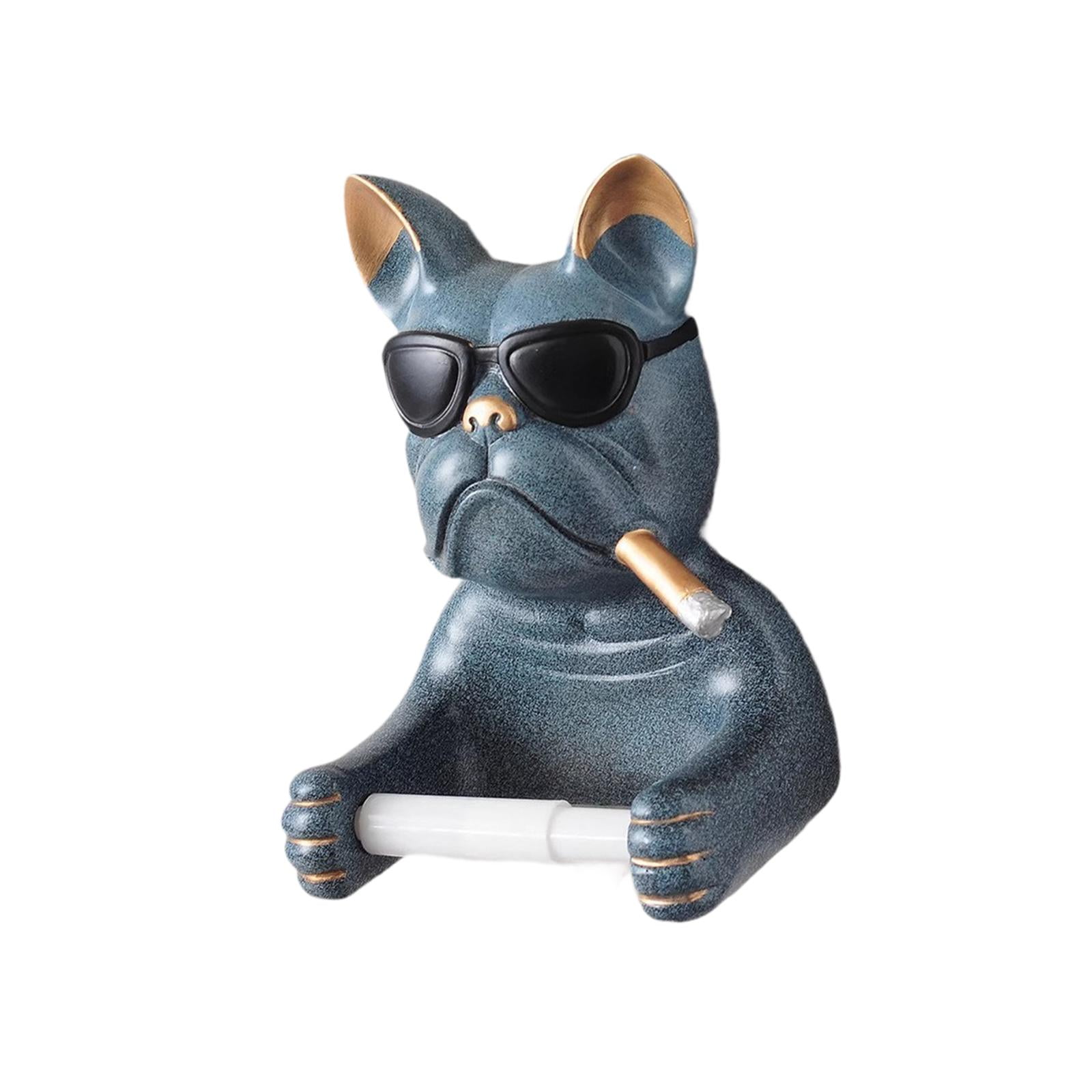 Fiocias Decorative Toilet Paper Holder Tissue Storage Rack Creative Dog Design Vinyl PVC Gray