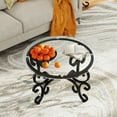 thumbnail image 4 of Tcbosik 3-Piece Glass Living Room Table Set - Coffee Table & Side Table with Metal Frame - Round Table Set for Home Office Bedroom - Black, 4 of 10