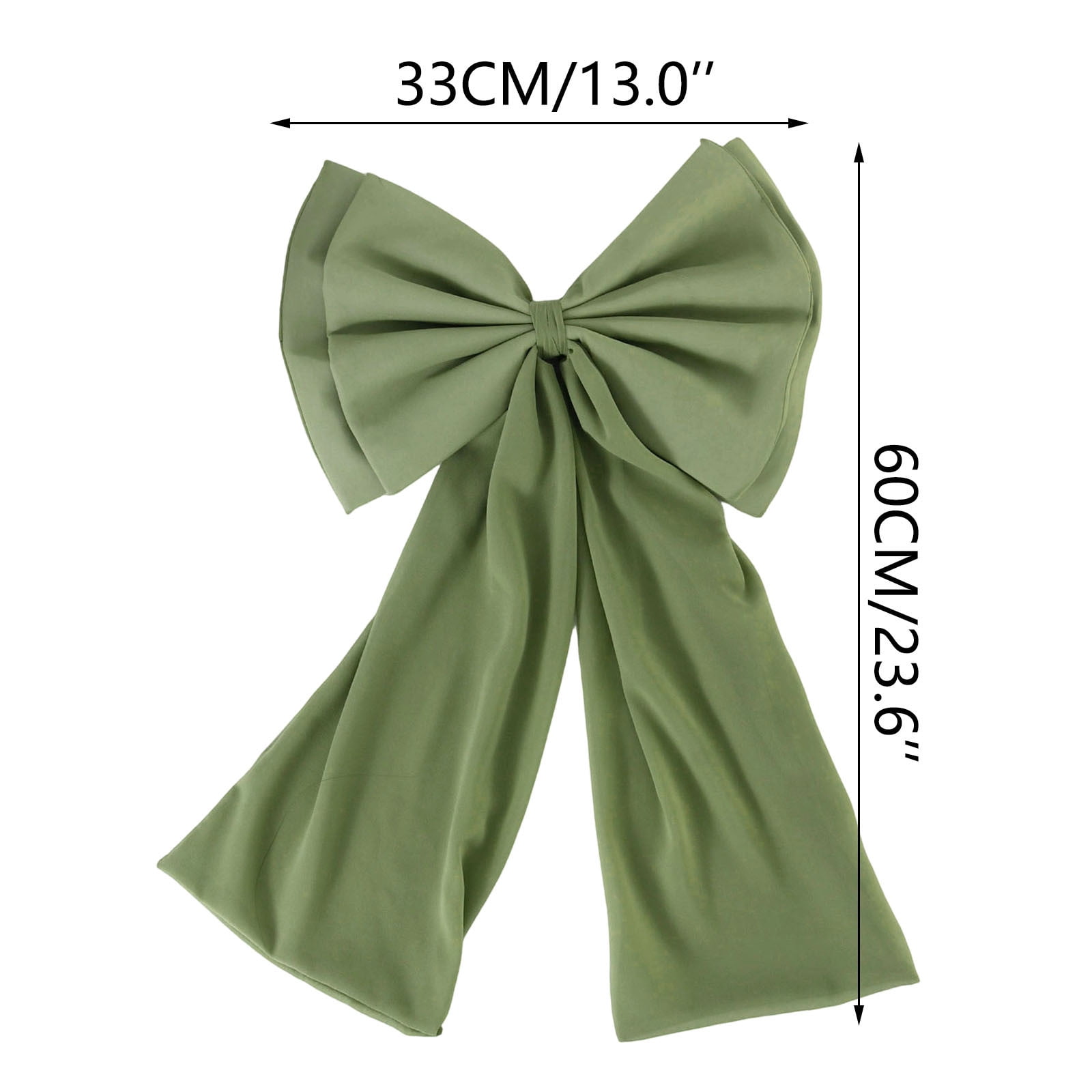 Green Holiday Double Layer Bow With Flowing Tails For Tree Or Wall Decor Pearl Chiffon Fabric Christmas Decoration For Home