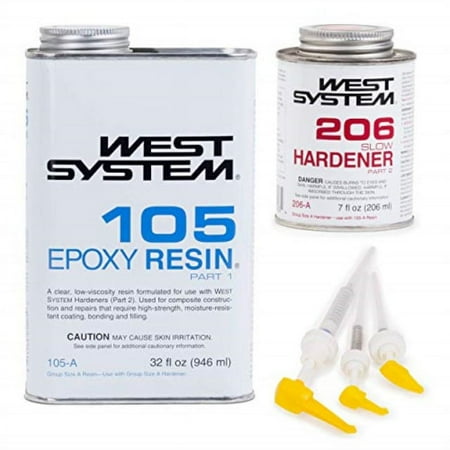 west system 105a epoxy resin (1 qt) with 206a slow epoxy hardener (.43 pt) + mini epoxy metering pump set
