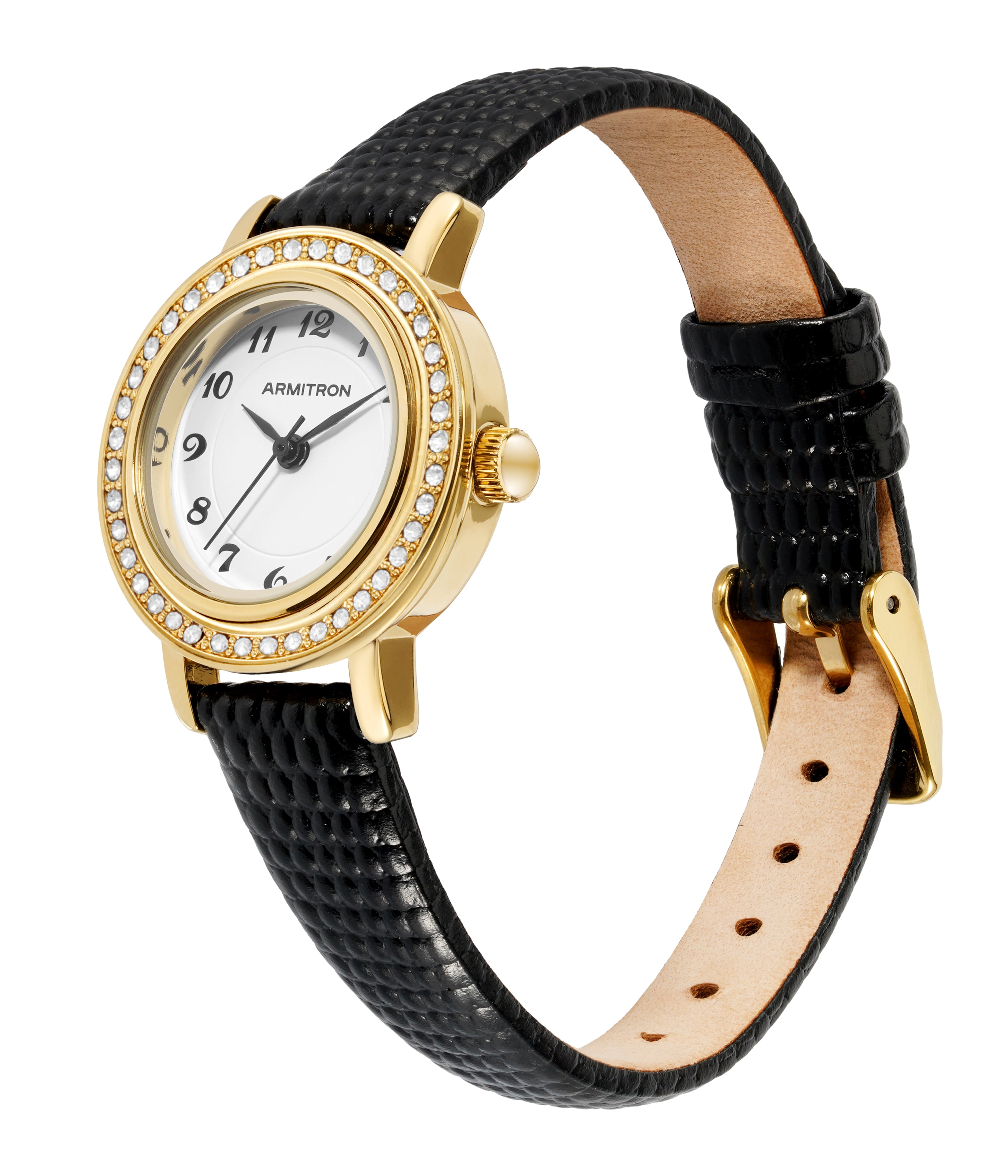Armitron Adult Women's Analog Leather Black 32mm Wristwatch