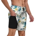 thumbnail image 2 of Kdxio Watercolor Leaves Print Men's Swim Trunks with Compression Liner 7 Inch Inseam Quick Dry Swim Shorts, 2 of 7