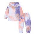 thumbnail image 2 of Mercatoo Toddler Girls Boys Sweatshirt 2PCS Pullover Hooded Kids Long Sleeve Tie Dye Sweater & Pants Outfits Set Fall Clothes, 2 of 8