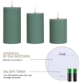 thumbnail image 5 of MOCA AUTOPARTS Flameless Candles with Vertical Stripe Green Battery Operated Real Wax Pillar LED Candles 3D wick Remote Controll, 5 of 7