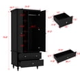 thumbnail image 4 of KULAGAGA 2 Door Armoire Wardrobe with 3 Drawers & Hanging Rod, Vintage Black Bedroom Closet, Tall Storage Cabinet with Shelves, 31.5”W x 19.7”D x 70.9”H, 4 of 8