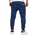 thumbnail image 3 of Dwelliawo Mens Casual Joggers Pants Elastic Waist Cotton Casual Chino Pants Work Outdoor Twill Track Jogging Sweatpants Pant with Pockets Dark Blue L, 3 of 3