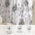 thumbnail image 6 of Grey Black Flower Semi Sheer Curtains Drapes for Living Room,Bedroom,French Doors Window 45 Inches Long,Spring Watercolor Floral Plant Textured Rod Pocket Chiffon Curtain Voile Drapery Panel, 6 of 8