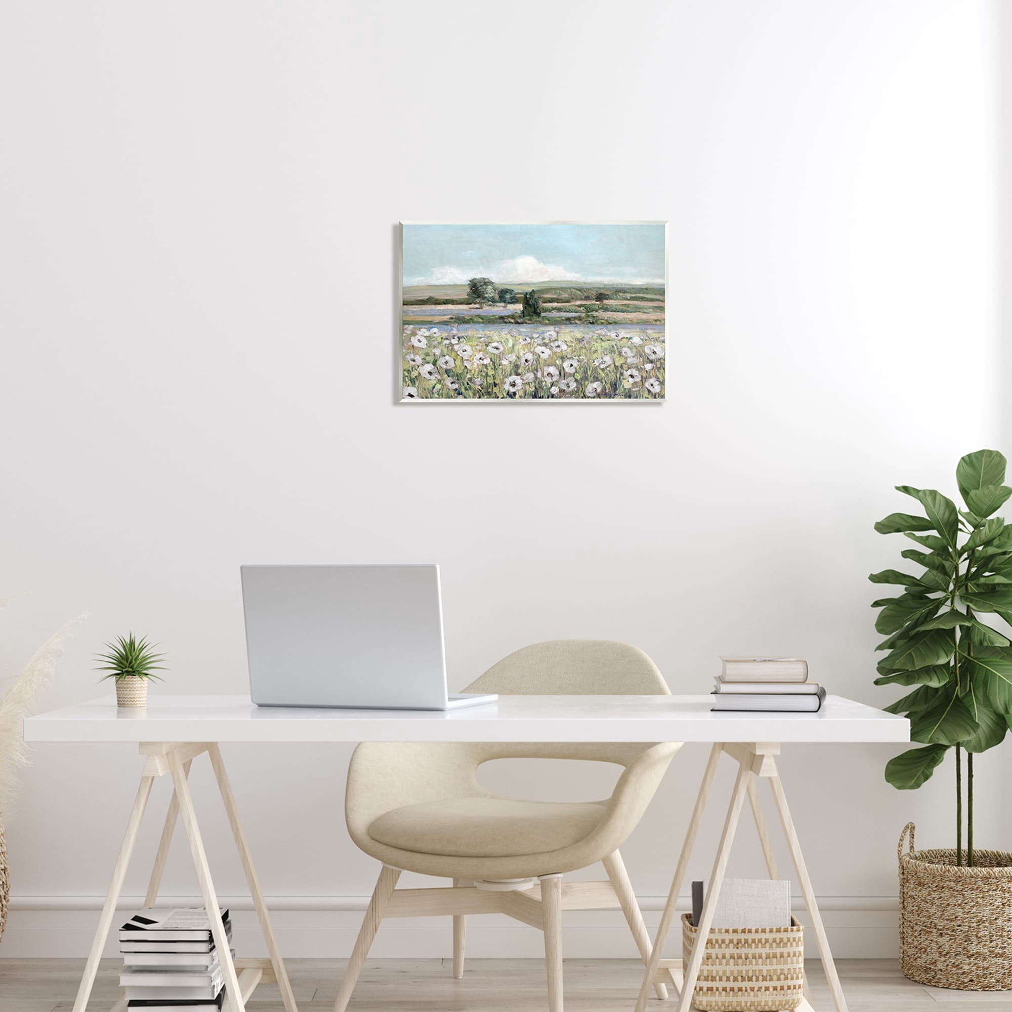 Stupell Industries Rural Flower Meadow Countryside Flowing Streams View Painting Unframed Art Print Wall Art, Design by Sally Swatland