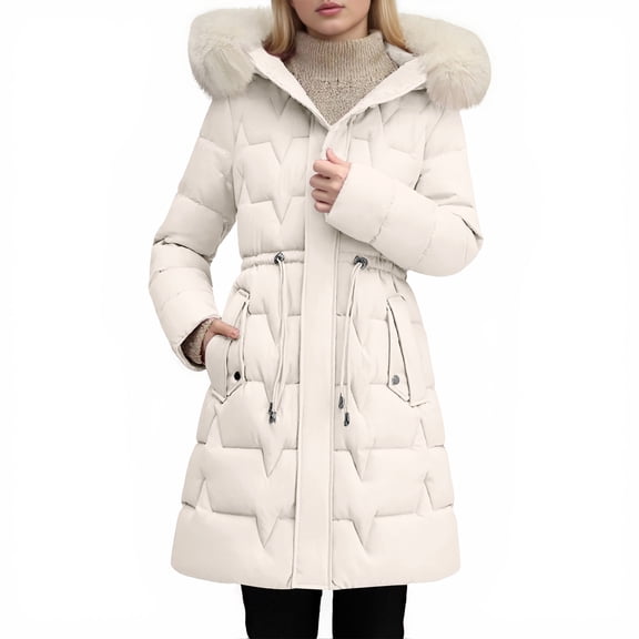 Women's Loose-fitting Mid-length Slim-fit Down Cotton Coat Beige L