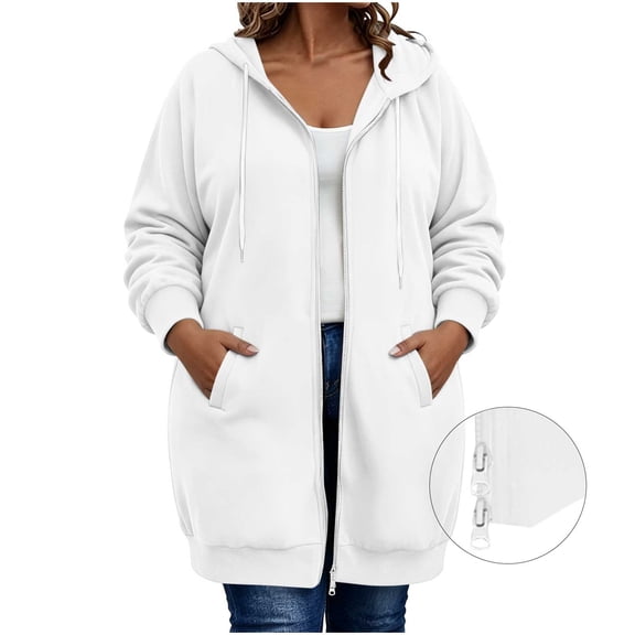 NominalSnug Women's Zip up Hoodies Long Tunic Sweatshirts Oversized Fleece Casual Long Sleeve 2026 Fall Hoodie Jacket Coat