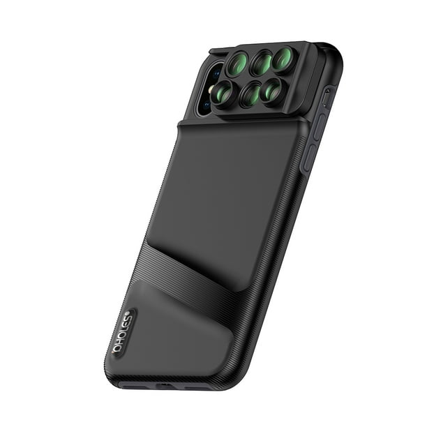PHOLES Dual Camera Lens Phone Case for XS 6 in 1 Fisheye Wide Angle