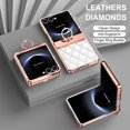 thumbnail image 6 of for Samsung Galaxy Z Flip 7 Case Hinge Protection with Finger Ring Holder, Premium PU Leather Hybrid PC All-Inclusive Diamond Bling Phone Case for Samsung Galaxy Z Flip 7 5G, White, 6 of 6