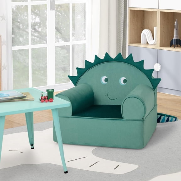 Kids Couch, Children's Sofa Armchair with Washable Velvet Cover & Soft Sponge Filling, Upholstered Sofa Chair for Boys Girls, Preschool Bedroom Playroom Gift Presents, Toddler Couch (Dinosaur)