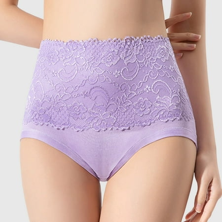 DondPO Plus Size Lingerie Womens Underwear Plus Size High Waist Striped Tangas No Show Bikini Custom Thongs Women Panties Cotton Thong Panties for Women Seamless Underwear Purple L